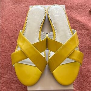 1901 Yellow Slide Sandals Size 10 M